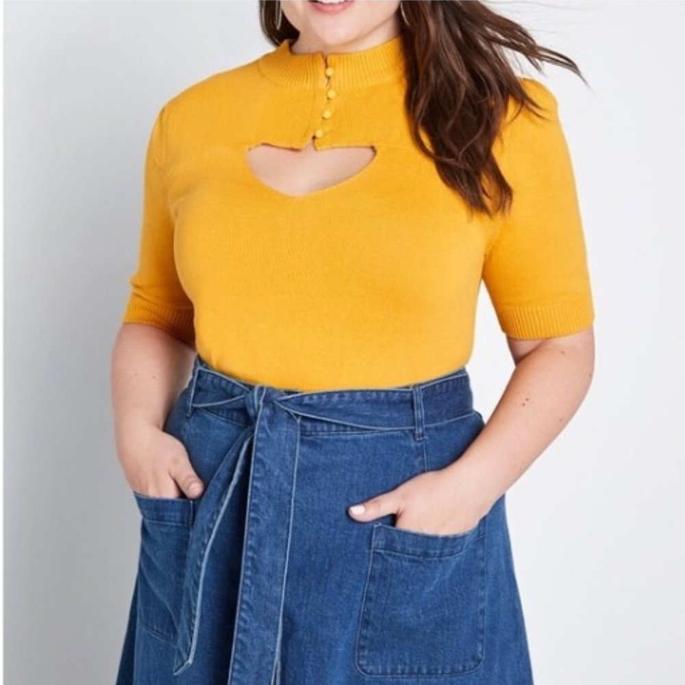 Modcloth Collectif Sweet & Sass Sweater Mustard Size 14